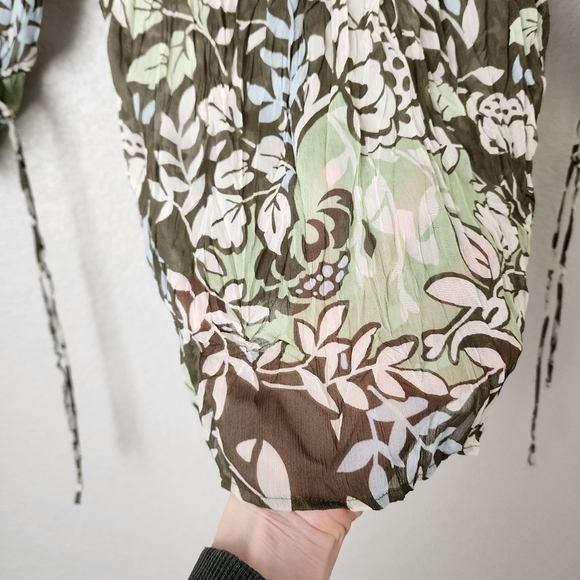 ESPRIT x VINTAGE 90s sheer long sleeve floral top size 6 - Picture 7 of 8